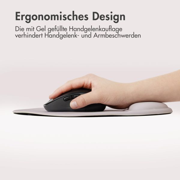 imoshion Ergonomisches Mauspad - Mauspad mit Handgelenkstütze - 30 x 25 cm - Grau