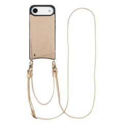 Selencia Nova Croco HandyHülle mit Kordel und Kartenhalter Apple iPhone Air - Beige