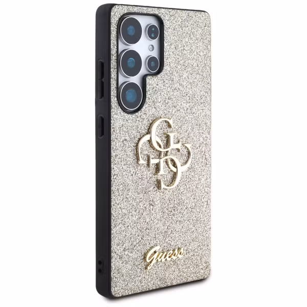Guess 4G Metal Logo Back Cover mit Glitter Samsung Galaxy S25 Ultra - Gold