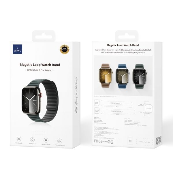 WiWu Magnetisches gewebtes Gliederarmband für die Apple Watch Series 1 bis 10 / SE / Ultra (2) (44/45/46/49 mm) - Grün