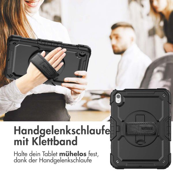 Accezz Robustes Back Cover mit Schultergurt Apple iPad 11 (2025) 11 Zoll A16 / iPad 10 (2022) 10.9 Zoll - Schwarz