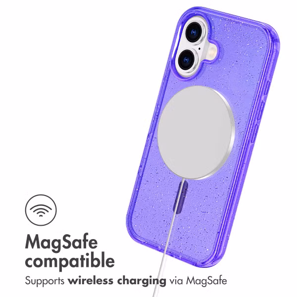 imoshion Sparkle Back Cover mit MagSafe Apple iPhone 16 - Glitzer Violett