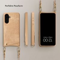 Selencia Nova Croco HandyHülle mit Kordel und Kartenhalter Samsung Galaxy A36 - Toasted Almond