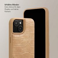 Selencia Nova Croco HandyHülle mit Kordel und Kartenhalter Apple iPhone 15 - Toasted Almond