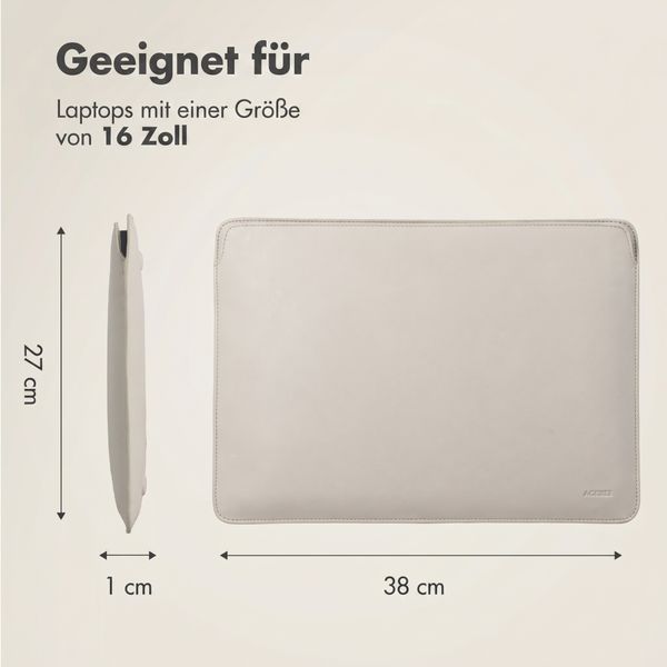 Accezz Leather Laptop Hülle Apple MacBook 16 Zoll - Laptop Sleeve - Beige