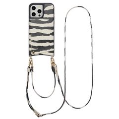 Selencia Nova HandyHülle mit Kordel und Kartenhalter Apple iPhone 15 Pro Max - Zazzy Zebra