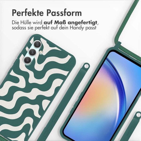 imoshion Silikonhülle design mit Band für das Samsung Galaxy A34 (5G) - Petrol Green Groovy