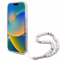 Guess MagSafe IML Glitter Case mit Beads Strap Apple iPhone 16 Pro - Transparent