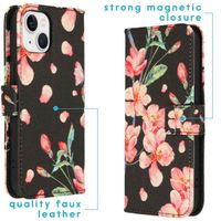 imoshion Design TPU Klapphülle für das iPhone 14 - Blossom Watercolor Black