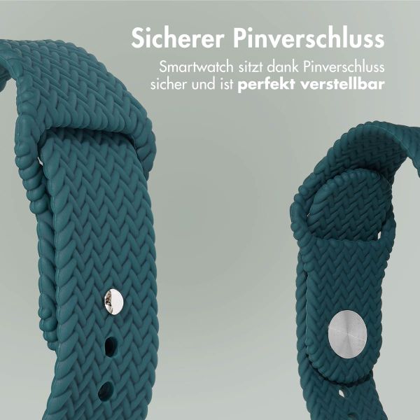 imoshion Geflochtenes Silikonarmband für das  Apple Watch Series 1 t/m 9 / SE (38/40/41 mm) | Series 10 / 11 (42 mm) - Dunkelgrün