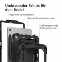 Accezz Robustes Back Cover mit Schultergurt für das Samsung Galaxy Tab S10 Lite / S9 11 Zoll / S10 FE / S9 FE 10.9 Zoll - Schwarz