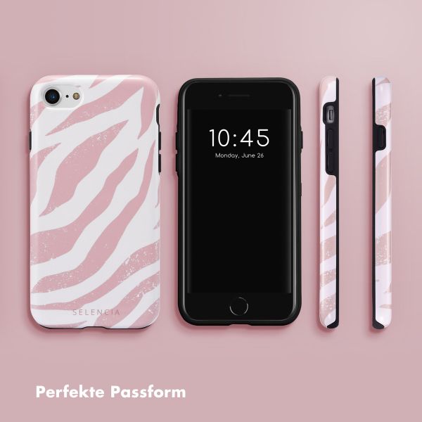 Selencia Vivid Tough Back Cover für das iPhone SE (2022 / 2020) / 8 / 7 / 6(s) - Colorful Zebra Old Pink