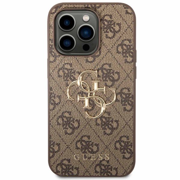 Guess 4G Metal Logo Back Cover für das iPhone 14 Pro Max - Braun