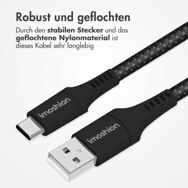 imoshion Magnetisches geflochtenes Kabel – USB-C auf USB-A – 1 Meter – Schwarz