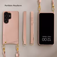 Selencia Nova HandyHülle mit Kordel und Kartenhalter Samsung Galaxy S26 Ultra - Dusty Rose