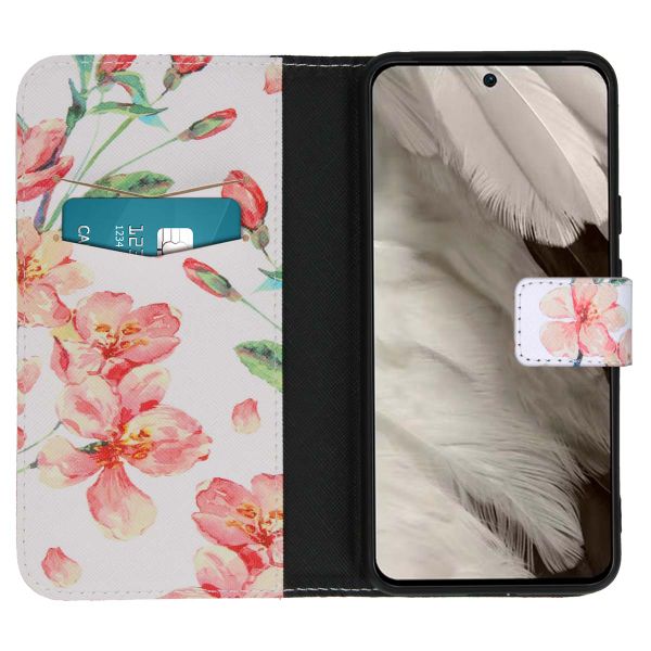 imoshion Design TPU Klapphülle Google Pixel 8 - Blossom Watercolor White