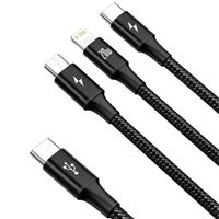 Baseus Rapid Series 3-in-1-Schnellladekabel – USB-C zu USB-C / Lightning / Micro-USB – 20 Watt – 1,5 Meter – Schwarz