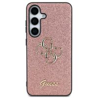Guess 4G Metal Logo Back Cover mit Glitter Samsung Galaxy S25 - Rosa