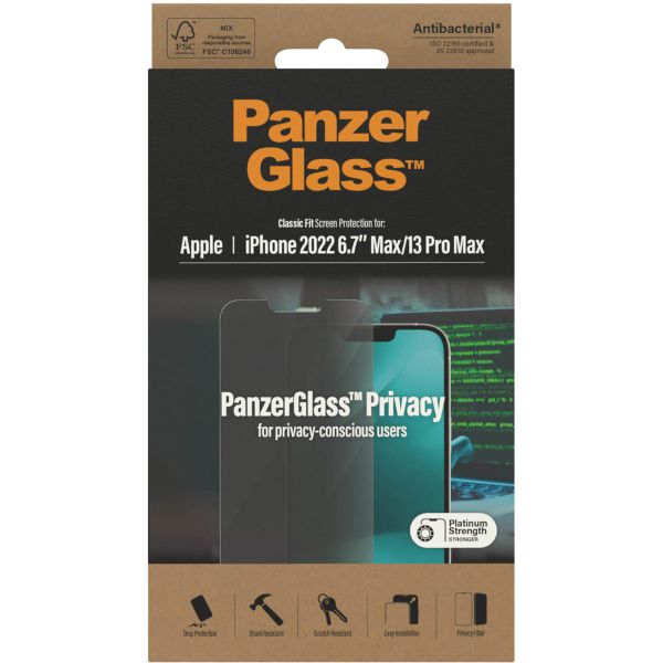 PanzerGlass Privacy Case Friendly Anti-Bacterial Displayschutzfolie für das iPhone 14 Plus / 13 Pro Max