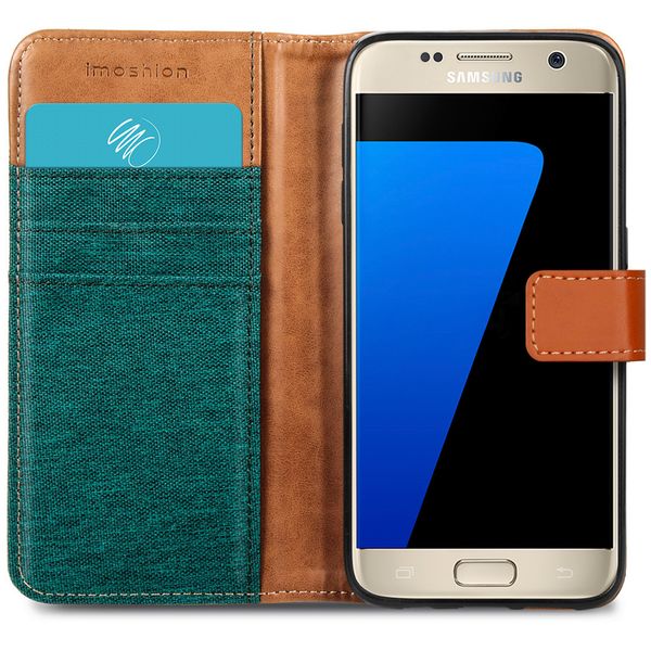 imoshion Luxuriöse Canvas-Klapphülle Samsung Galaxy S7 - Grün
