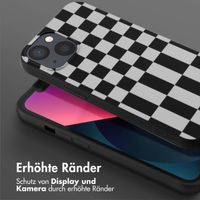 Selencia Silikonhülle design mit abnehmbarem Band für das iPhone 13 - Irregular Check Black