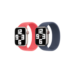Apple 2 Pack Geflochtenes Solo Loop für Apple Watch | 44/45/46/49 mm - Größe 7 - Guave/ Storm Blue