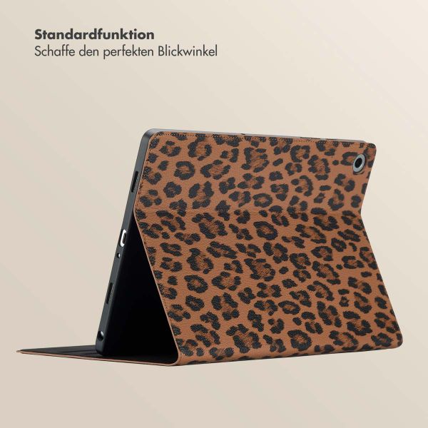 Selencia Sabi Klapphülle mit Leopardenmuster Samsung Galaxy Tab A9 Plus - Mocha Brown