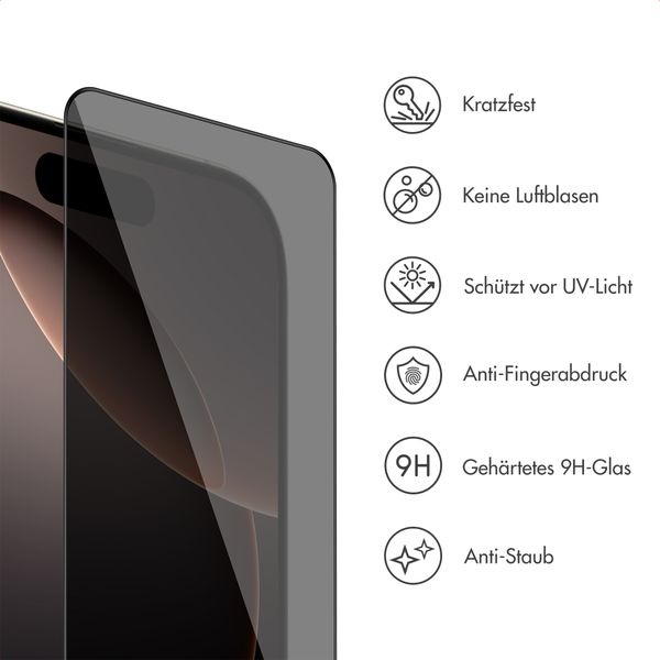 Accezz Sichtschutz-Schutzglas mit Applikator Apple iPhone 16 Pro Max