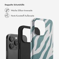 Selencia Vivid Tough Back Cover für das Apple iPhone 14 Pro Max - Colorful Zebra Pine Blue