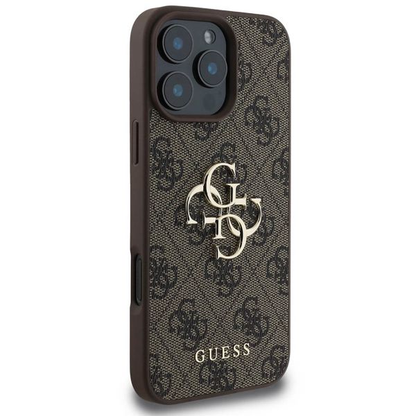 Guess 4G Metal Logo Back Cover Apple iPhone 16 Pro - Braun