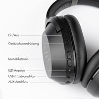 Selencia Urban Play Wireless Bluetooth Kopfhörer - Drahtloser Over-Ear Kopfhörer - mit Active Noise Cancelling - Midnight Black