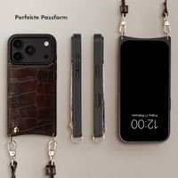Selencia Nova Croco HandyHülle mit Kordel und Kartenhalter Apple iPhone 18 Pro Max / 17 Pro Max - Choco Brown