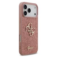 Guess 4G Metal Logo Back Cover mit Glitter Apple iPhone 17 Pro - Rosa