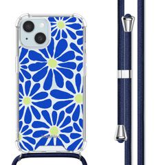 imoshion Design Hülle mit Band Apple iPhone 15 - Cobalt Blue Flowers Connect