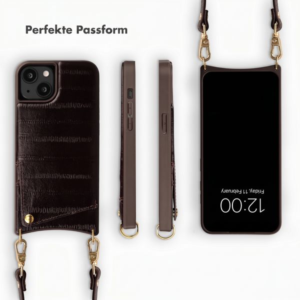 Selencia Nova Echtleder Backcover mit Kartenhalter Apple iPhone 14 / 13 - Dark Chocolate