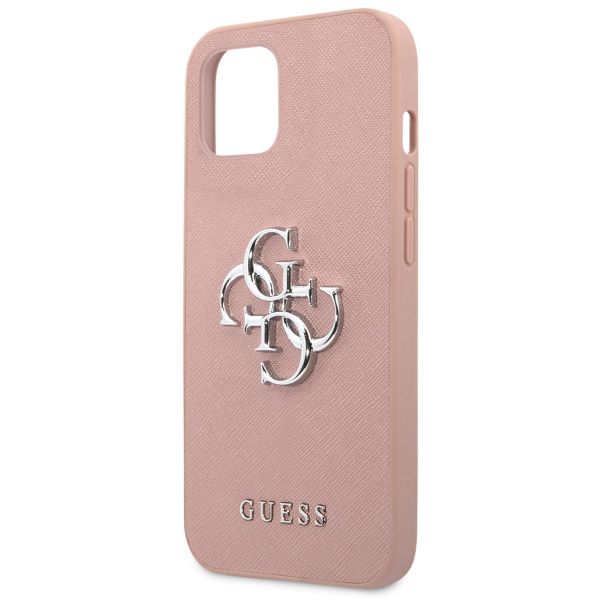 Guess 4G Metal Logo Saffiano Backcover Apple iPhone 13 Mini - Rosa