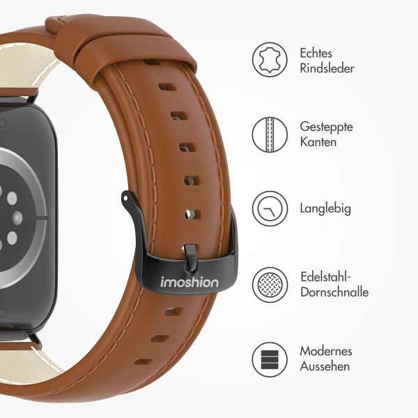 imoshion Klassisches Lederarmband für die Apple Watch Series 1 bis 10 / SE / Ultra (2) (44/45/46/49 mm) - Braun