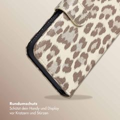 Selencia Sabi Klapphülle mit Leopardenmuster Apple iPhone 17e / 16e - Soft Ivory