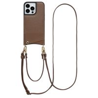 Selencia Nova HandyHülle mit Kordel und Kartenhalter iPhone 13 Pro - Mocha Brown