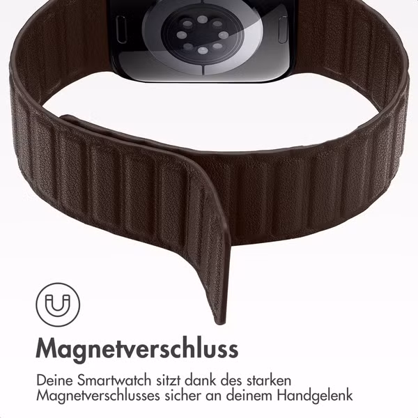 Accezz Magnetisches Echtlederarmband für Apple Watch | 38/40/41/42 mm - Chocolate Brown