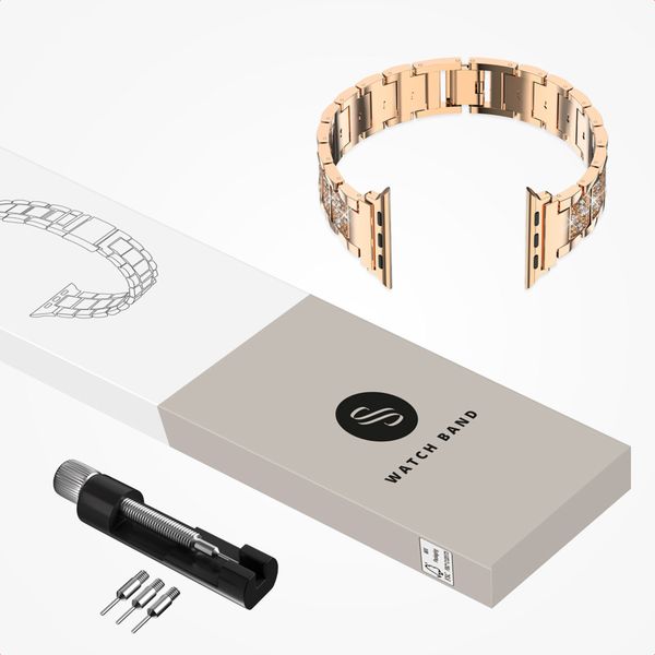 Selencia Sparkle Armband für das  Apple Watch Series 1 t/m 9 / SE (38/40/41 mm) | Series 10 / 11 (42 mm) - Rosé gold