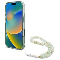 Guess MagSafe IML Flowers Case mit Beads Strap Apple iPhone 16 Pro - Green