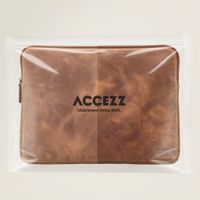 Accezz Leather Laptop Hülle mit Reißverschluss 13-14 Zoll - Laptop Sleeve - Cognac