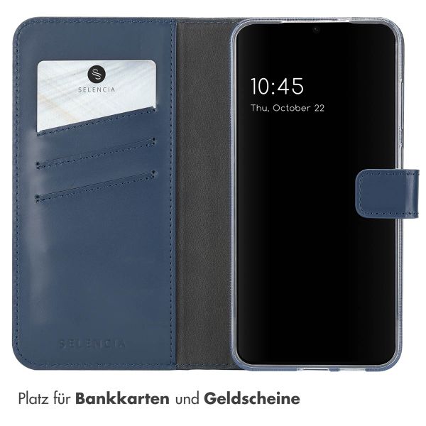 Selencia Echtleder Klapphülle Samsung Galaxy S25 Plus - Blau