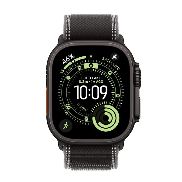 Apple Trail Loop Armband für das  Apple Watch Series 1 t/m 11 / SE / Ultra (44/45/46/49 mm) - Größe M/L - Charcoal Black / Natural Titanium