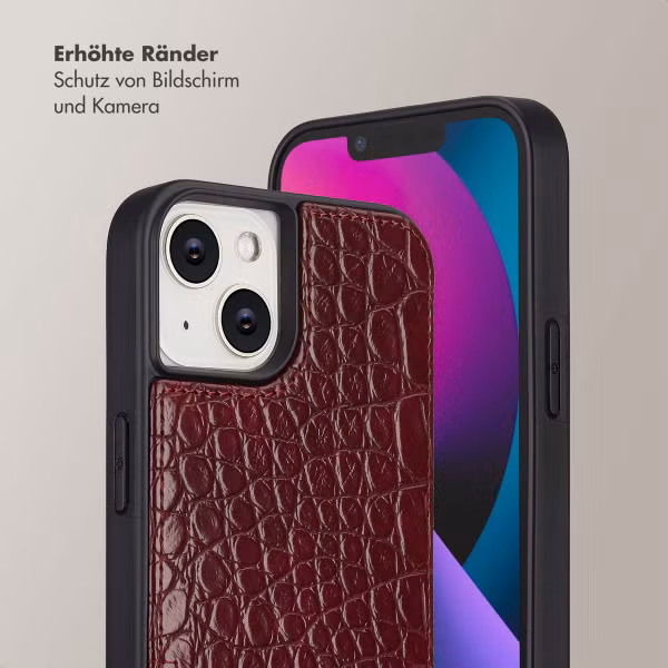 Selencia Nova Croco HandyHülle mit Kordel und Kartenhalter Apple iPhone 14 / 13 - Burgundy