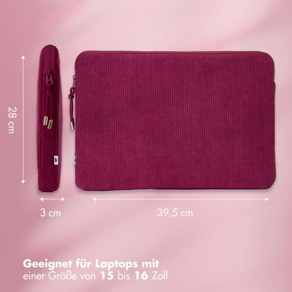 Selencia Cord Laptop Hülle 15-16 Zoll - Laptop Sleeve - Dark Rose