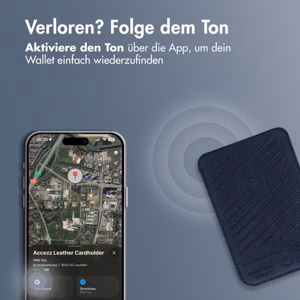 Accezz Magnetischer Lederkartenhalter - Geeignet für Apple Find My - Nightfall Blue