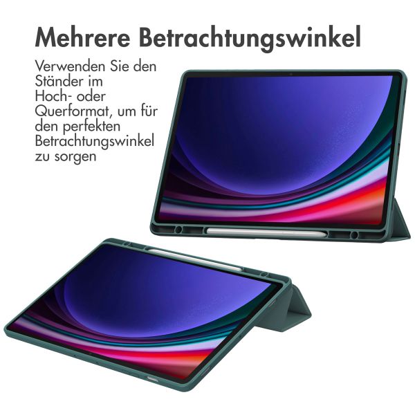 imoshion Trifold Hardcase Klapphülle für das Samsung Galaxy Tab S10 Plus / Tab S9 Plus / Tab S9 Plus FE 12.4 Zoll - Grün