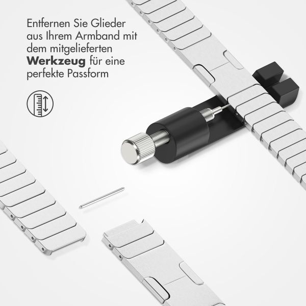 Selencia Gliederarmband aus Edelstahl für die Apple Watch Series 1 bis 10 / SE / Ultra (2) (44/45/46/49 mm) - Silber